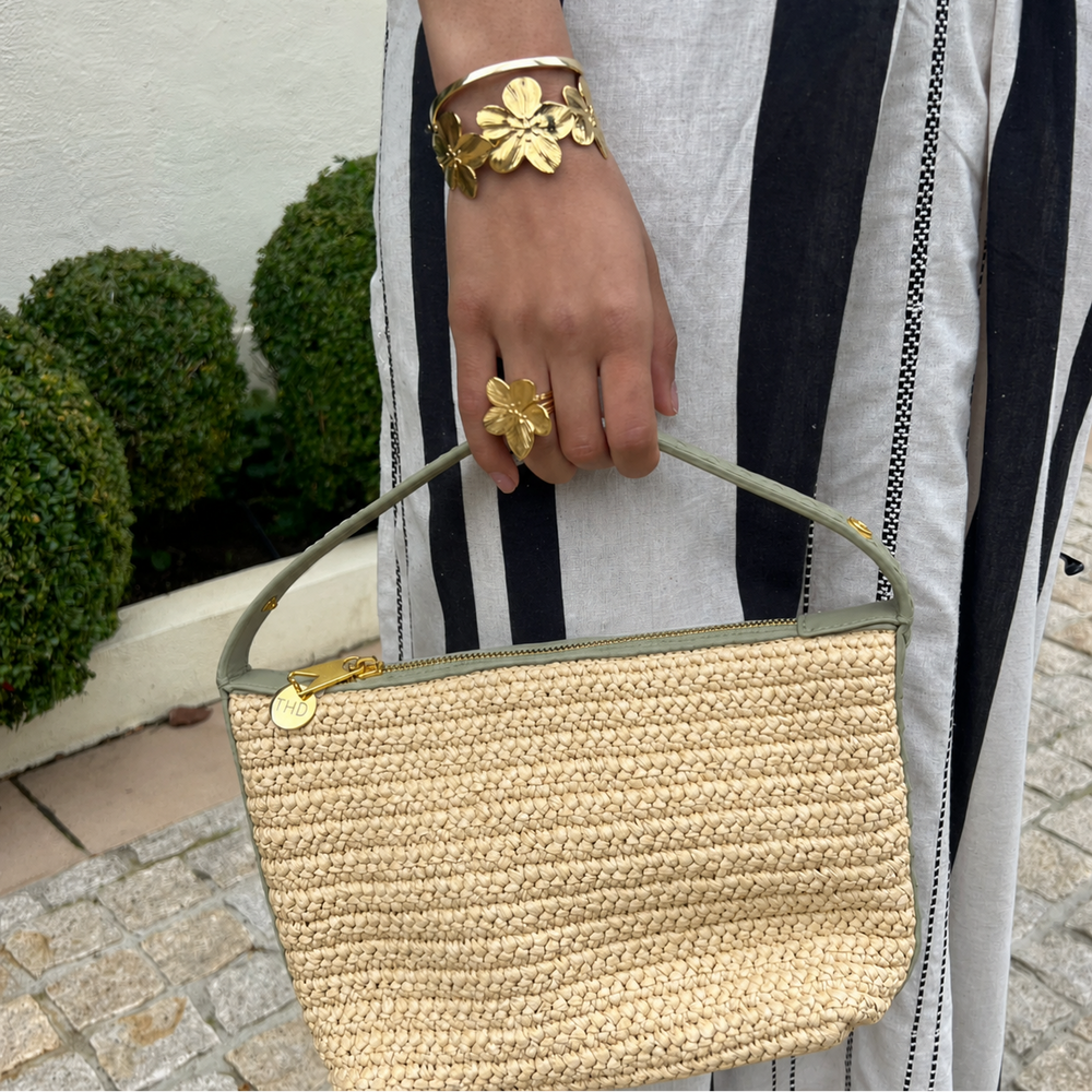 WS Bodicia - Coconut Fibre Crochet & Green Shoulder Bag - Image 1