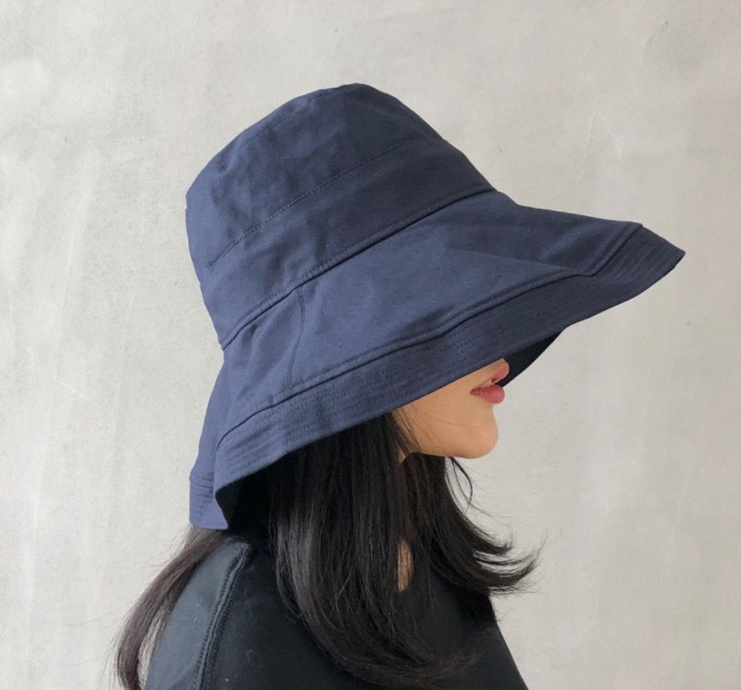 WS Oversized Brim Bucket Cottonblend Hat - Navy - Image 2