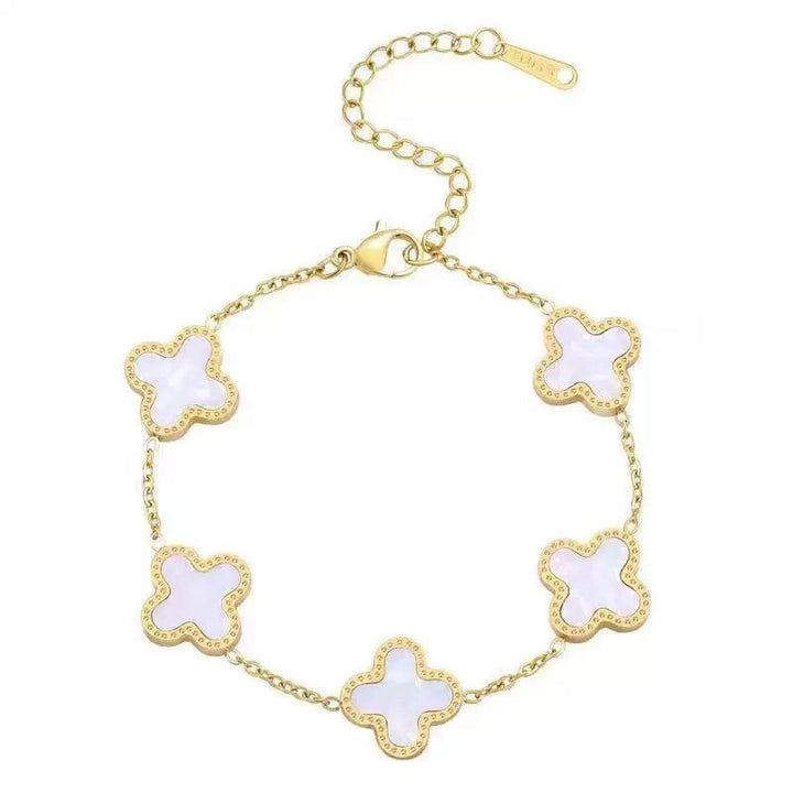 WS Cross Bracelet Gold - White