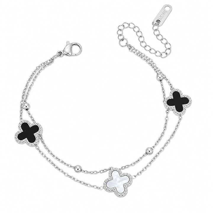 Cross Bracelet Silver - Reversible Black & White