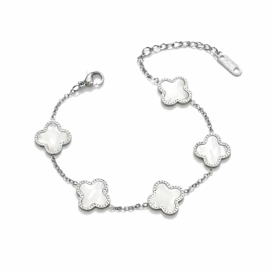 Cross Bracelet Silver - White