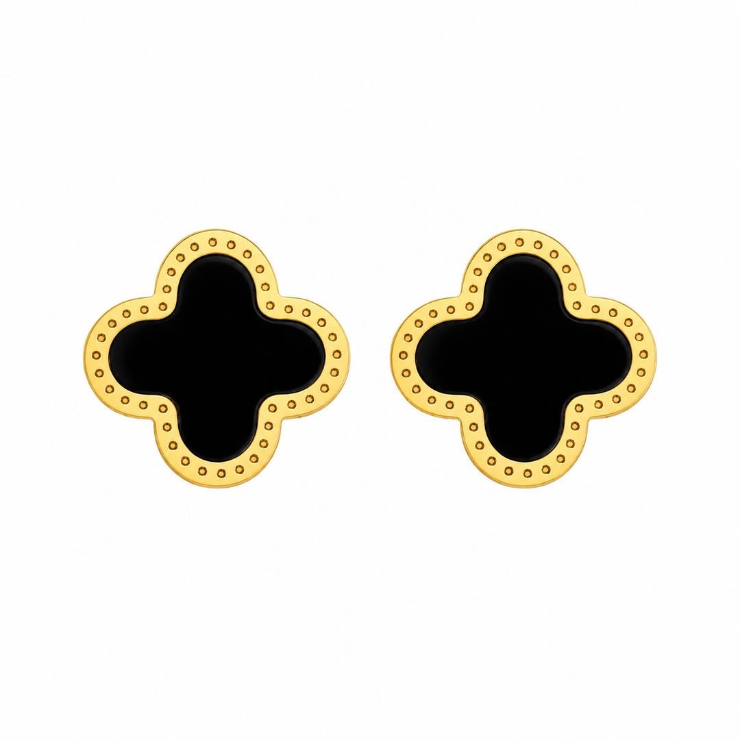 WS Cross Earring Studs Gold - Black