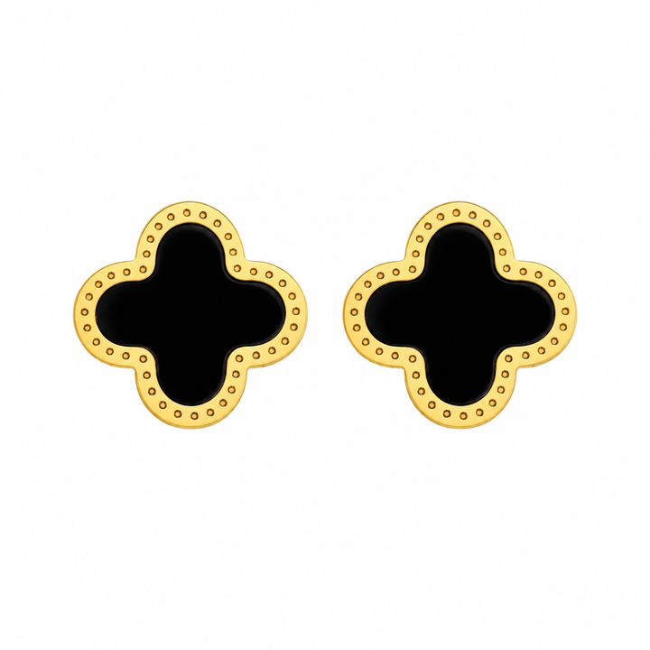 WS Cross Earring Studs Gold - Black