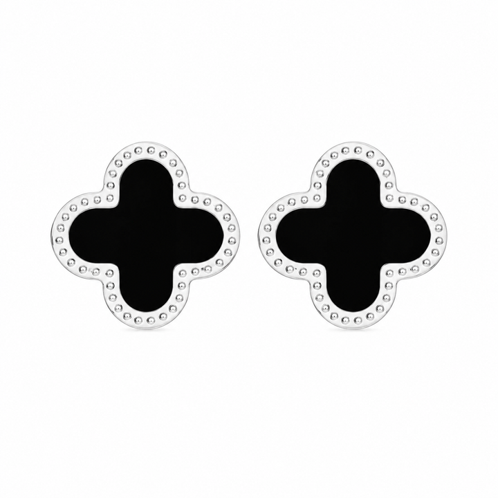 WS Cross Earring Studs Silver - Black