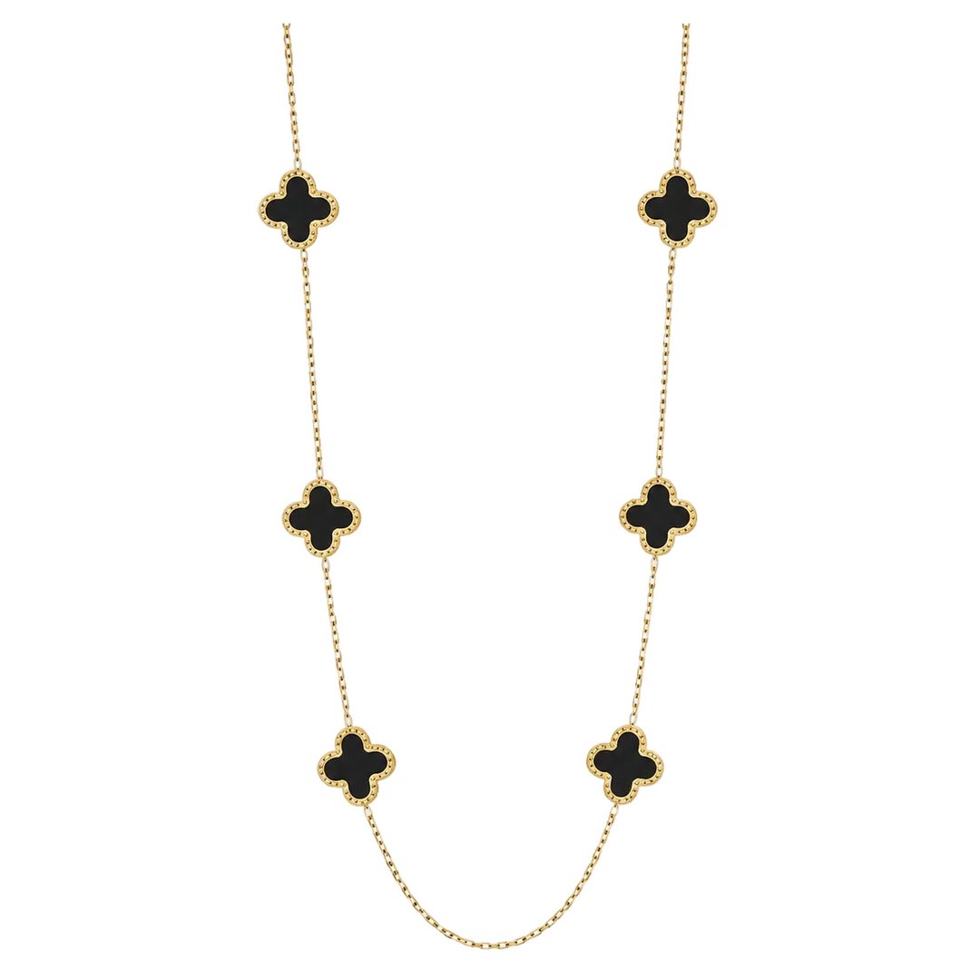 WS Cross Gold Necklace with 6 Charms - Gold Black