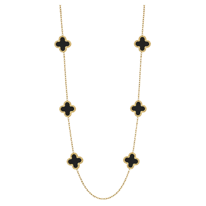 WS Cross Gold Necklace with 6 Charms - Gold Black