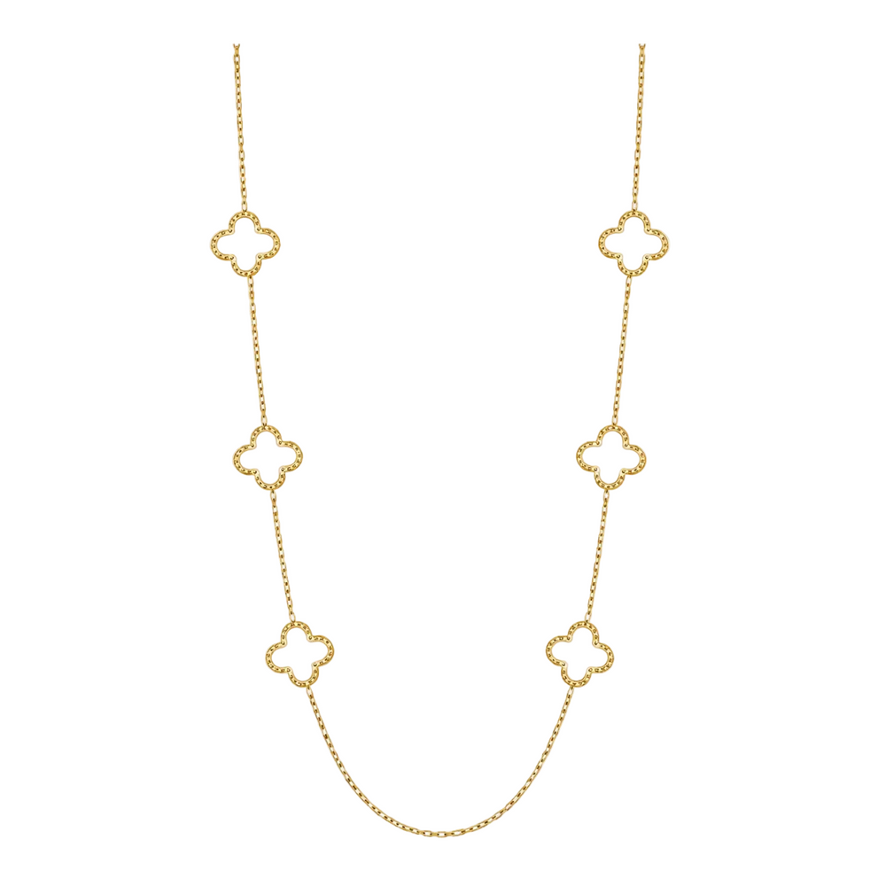 WS Cross Gold Necklace with 6 Charms - Gold White