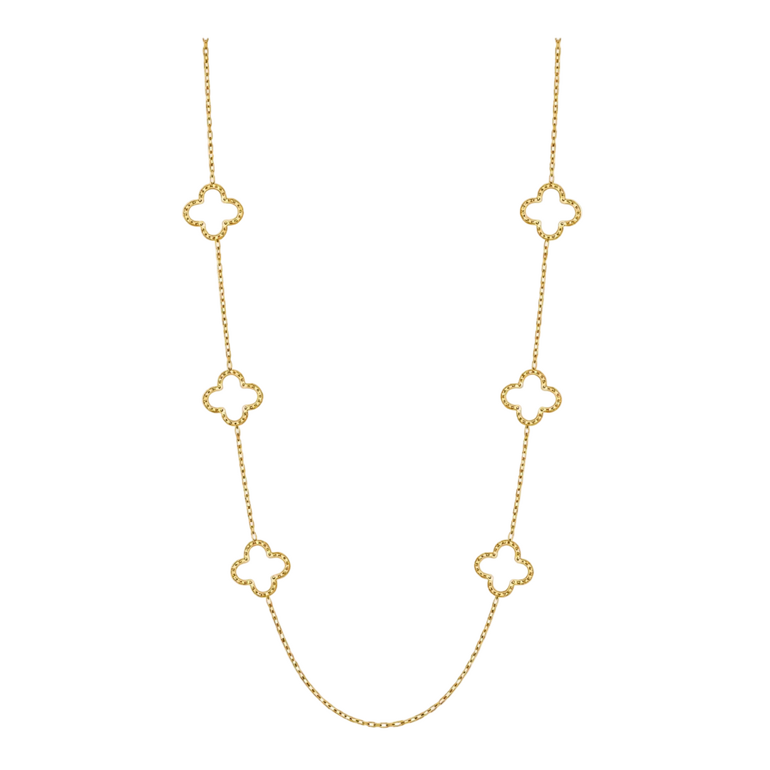 WS Cross Gold Necklace with 6 Charms - Gold White