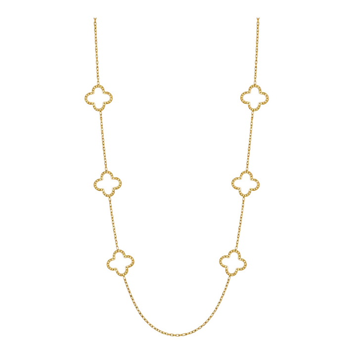WS Cross Gold Necklace with 6 Charms - Gold White