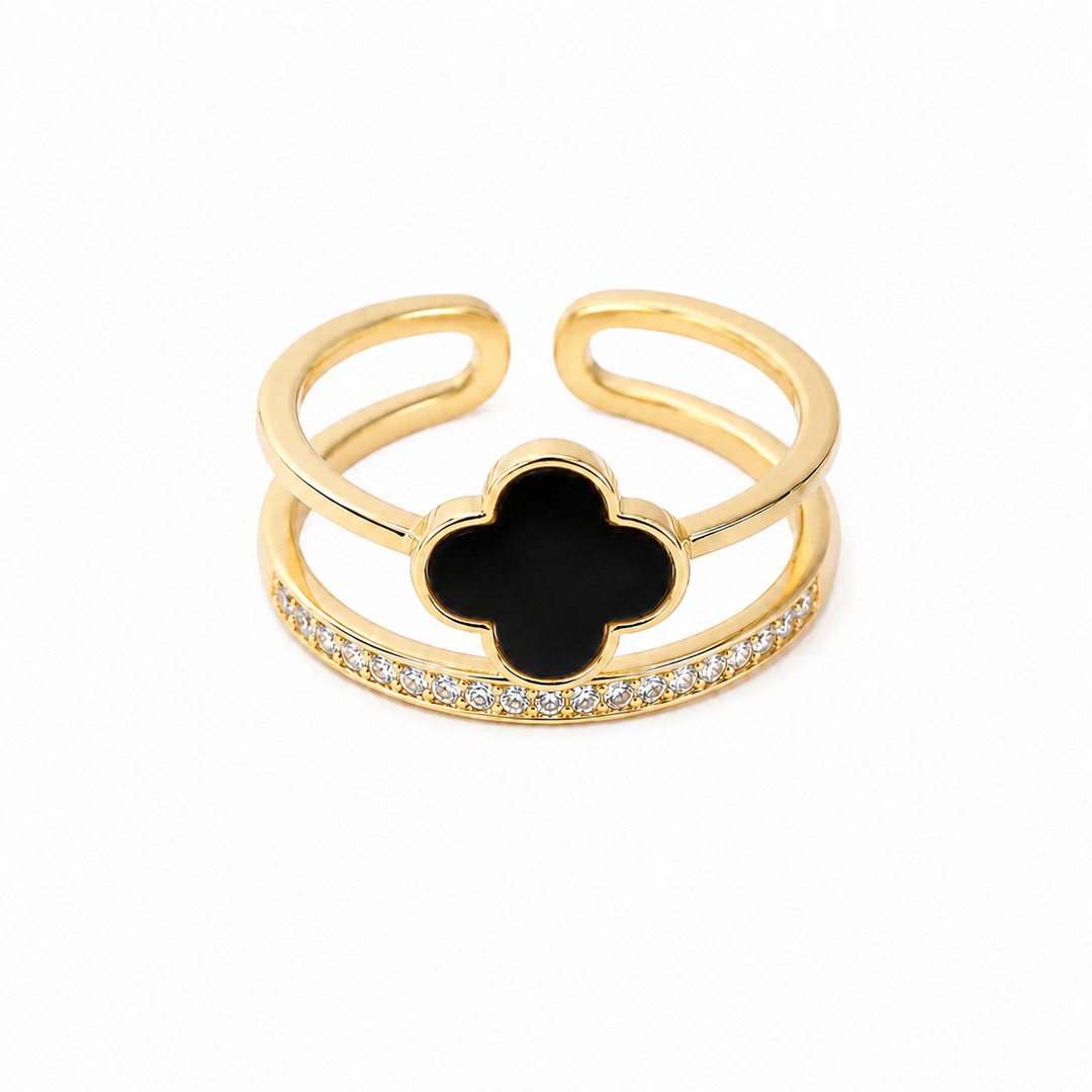 WS Cross Ring with Rhinestones - Black - Hero