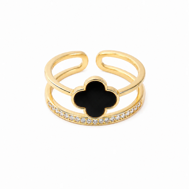 WS Cross Ring with Rhinestones - Black - Hero