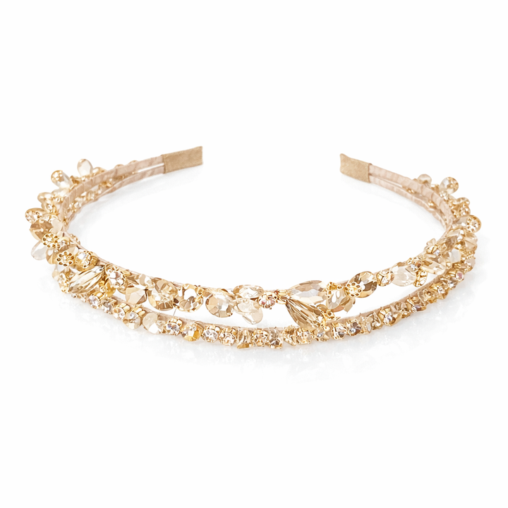 WS - Crystals 2 Layers Statement Headband - Champagne Crystals 2 layers - Hero