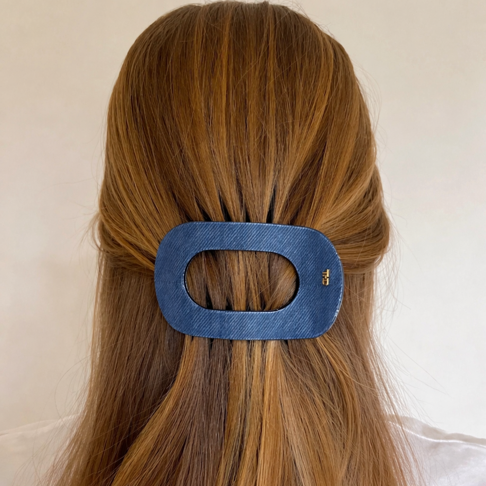 WS Acetate Flat Hair Claw in Denim Tania Hird Designs