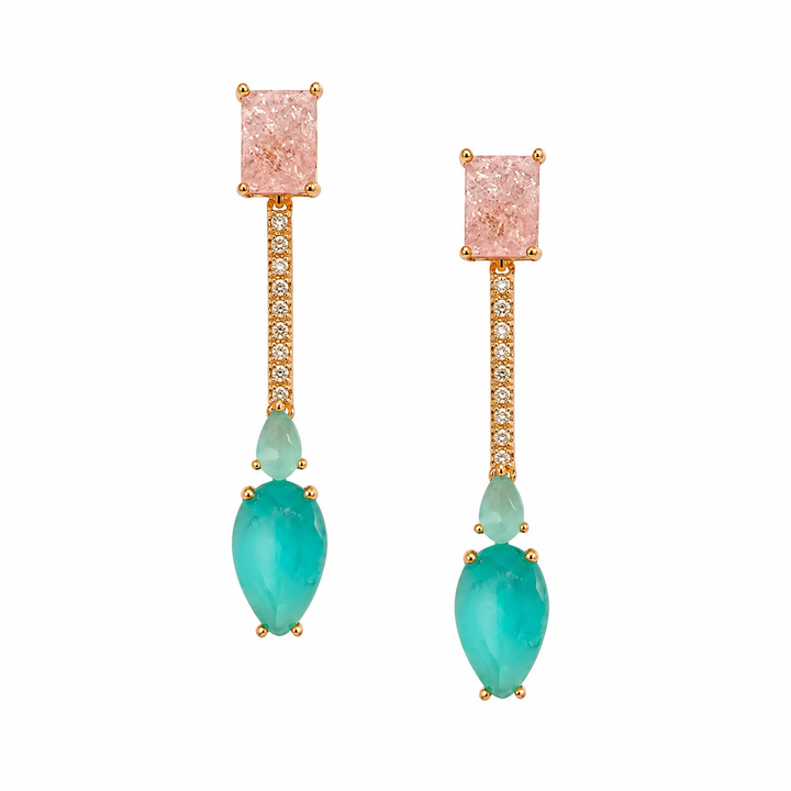 WS - Diana Earrings - Aqua & Pink - Hero