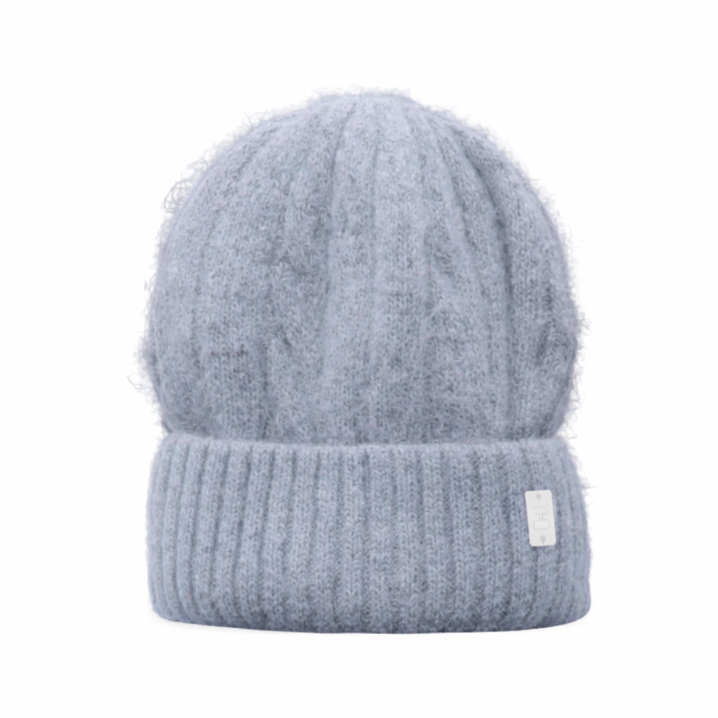 Cable Angora Blend Beanie in Grey Tania Hird Designs
