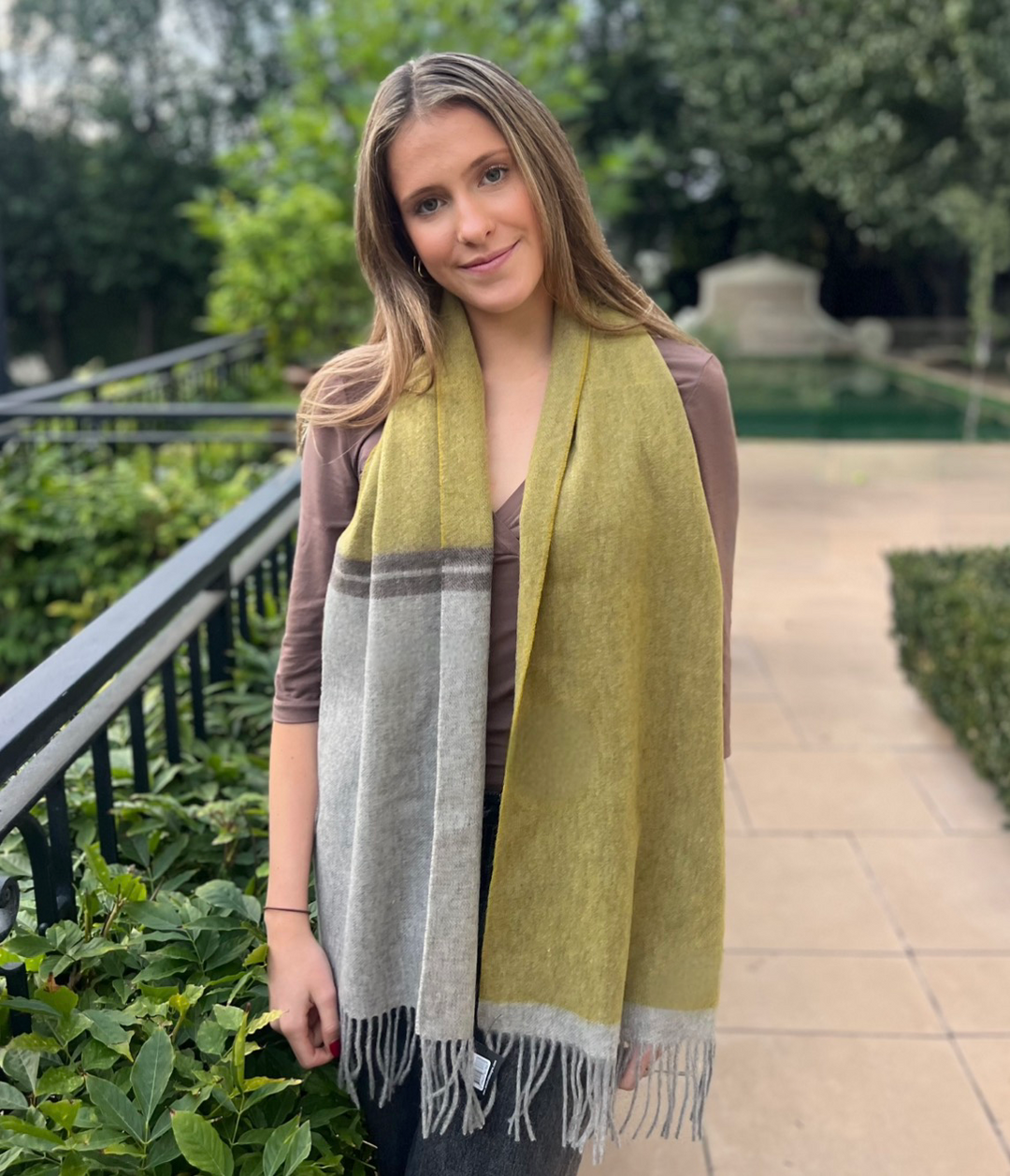 WS Edge Wool Scarf - Olive Mustard - Image 2