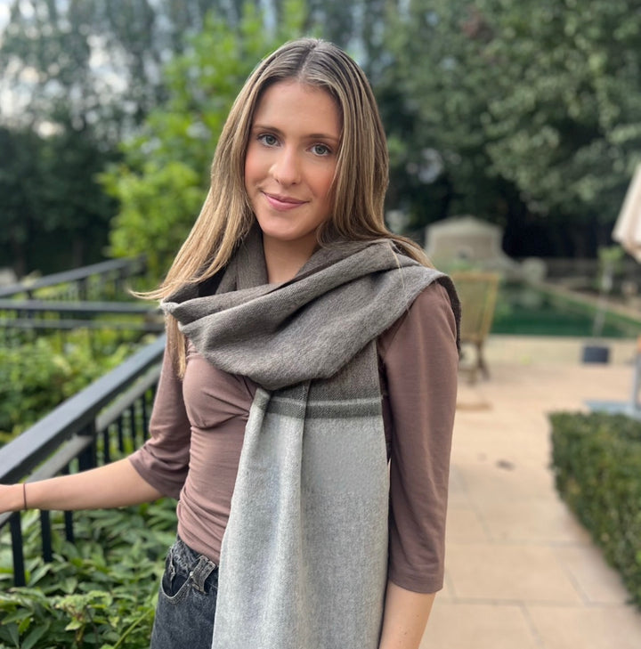 WS Edge Wool Scarf - Chocolate/Grey - Image 1
