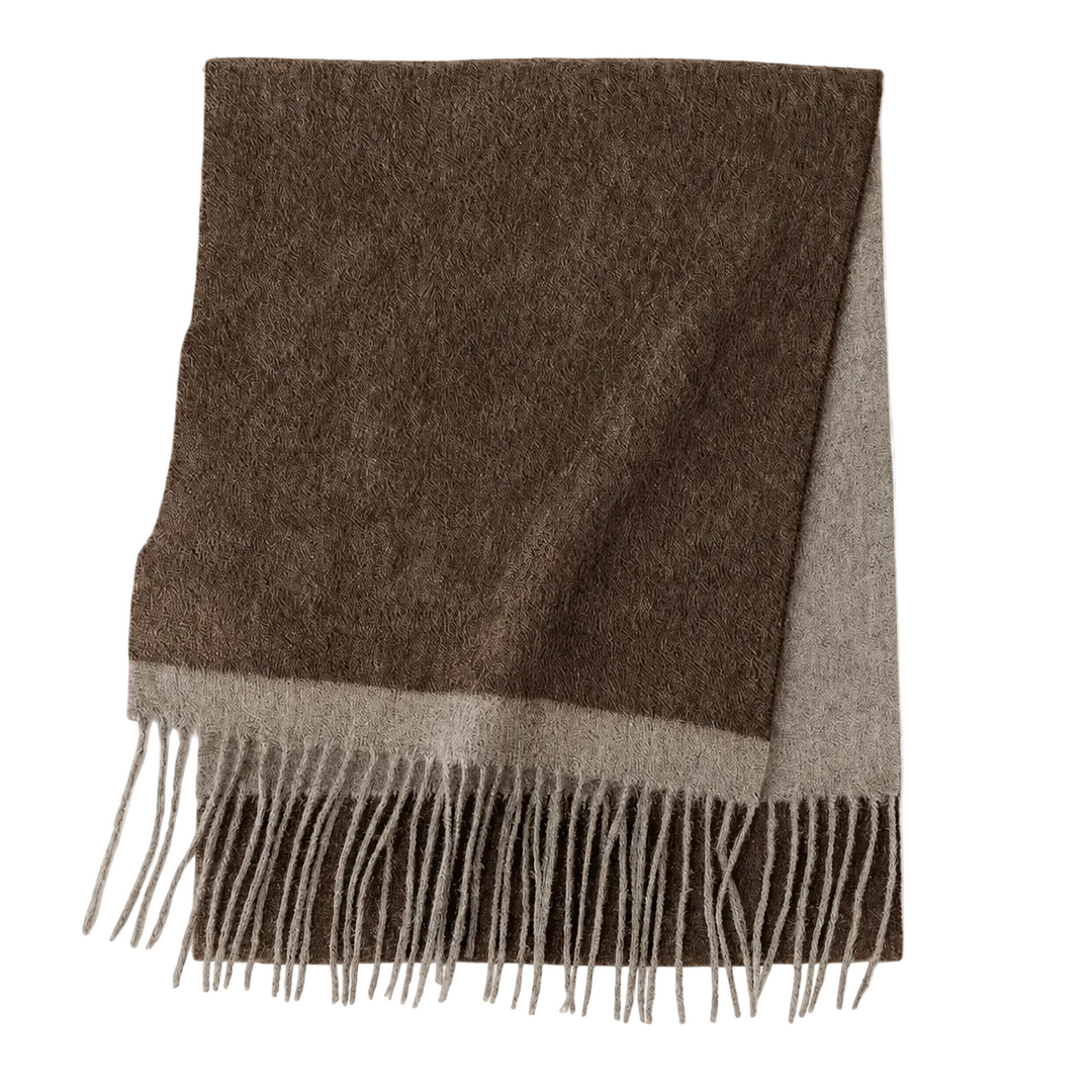 WS Edge Wool Scarf - Chocolate/Grey - Hero