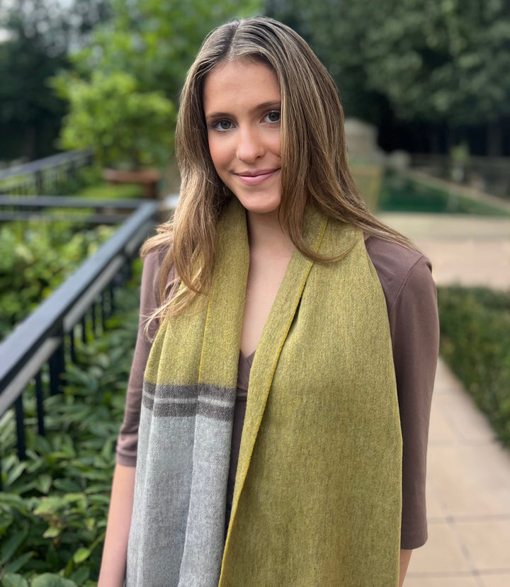 WS Edge Wool Scarf - Olive Mustard - Image 1