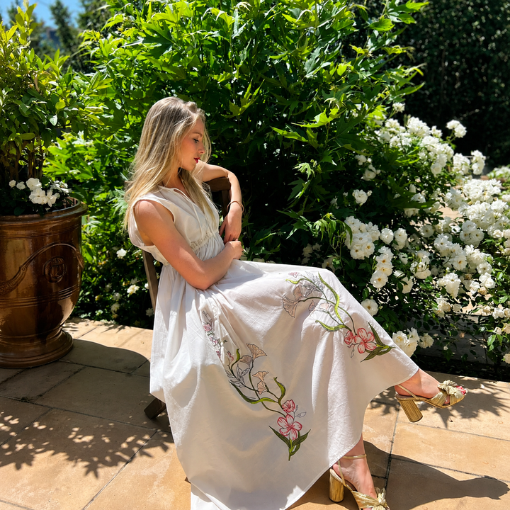 WS Elise Embroidered Cotton Dress - White - Image 3