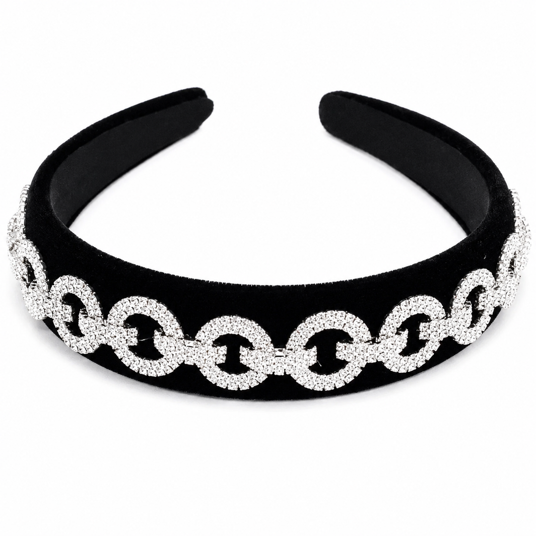 WS - Statement Headband Chanel Chain Inspired - Black Velvet - Hero