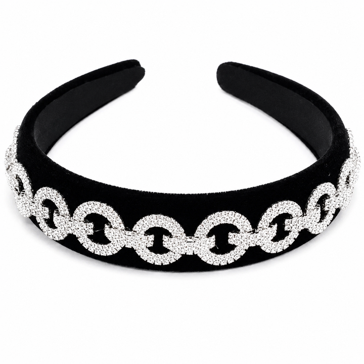 WS - Statement Headband Chanel Chain Inspired - Black Velvet - Hero