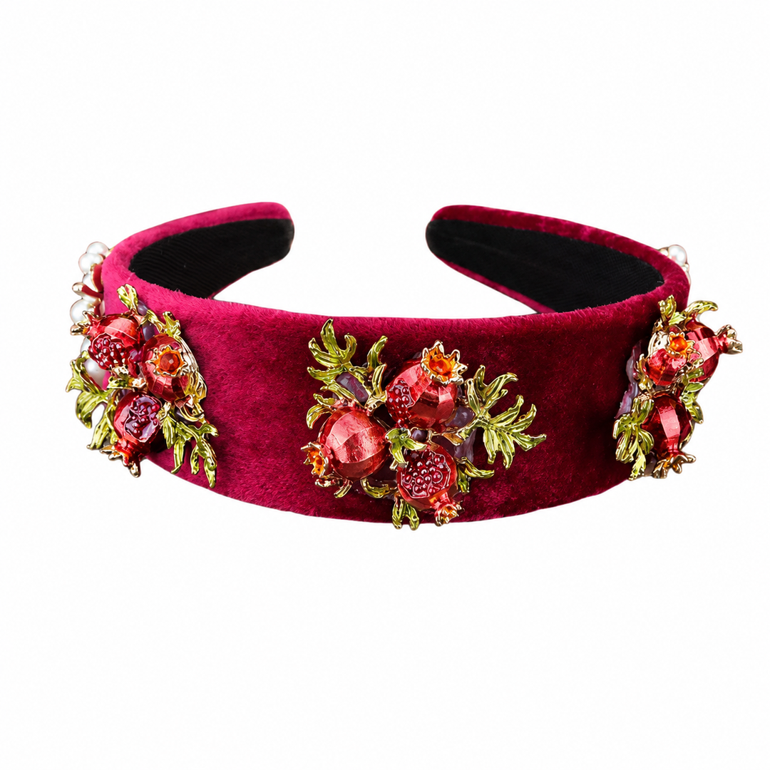 WS - Statement Headband Red Velvet Pomegranate Pearl - Red Velvet - Hero