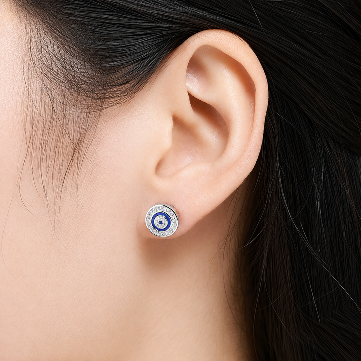 WS Evil Eye Sterling Silver Zirconia Earrings - Image 1