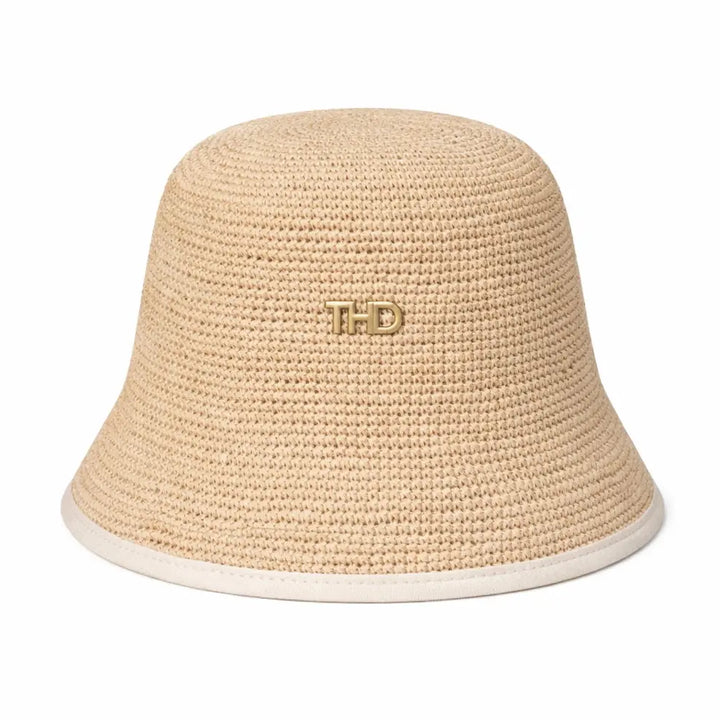 Alice Raffia Cloche Sunhat - white trim Tania Hird Designs