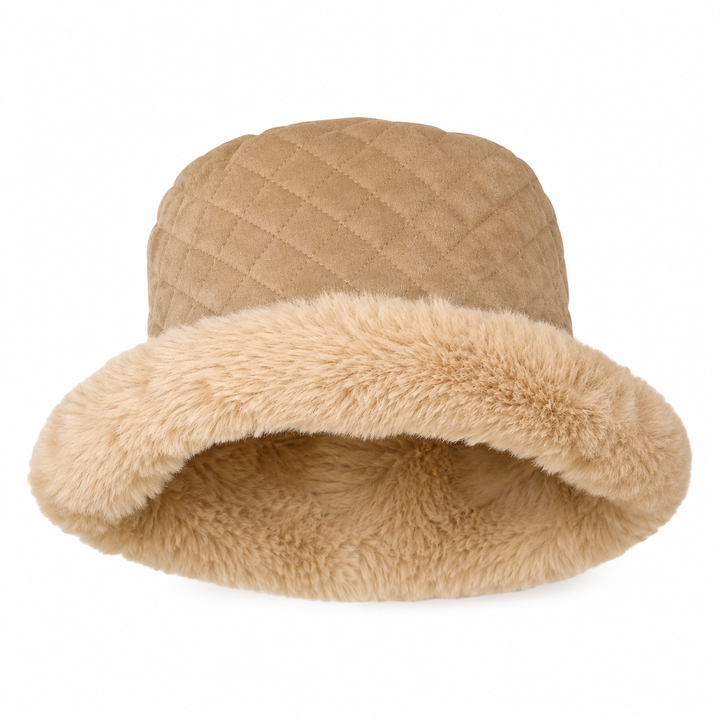 WS Faux Fur Quilted Bucket Hat - Quilted Fawn - Hero