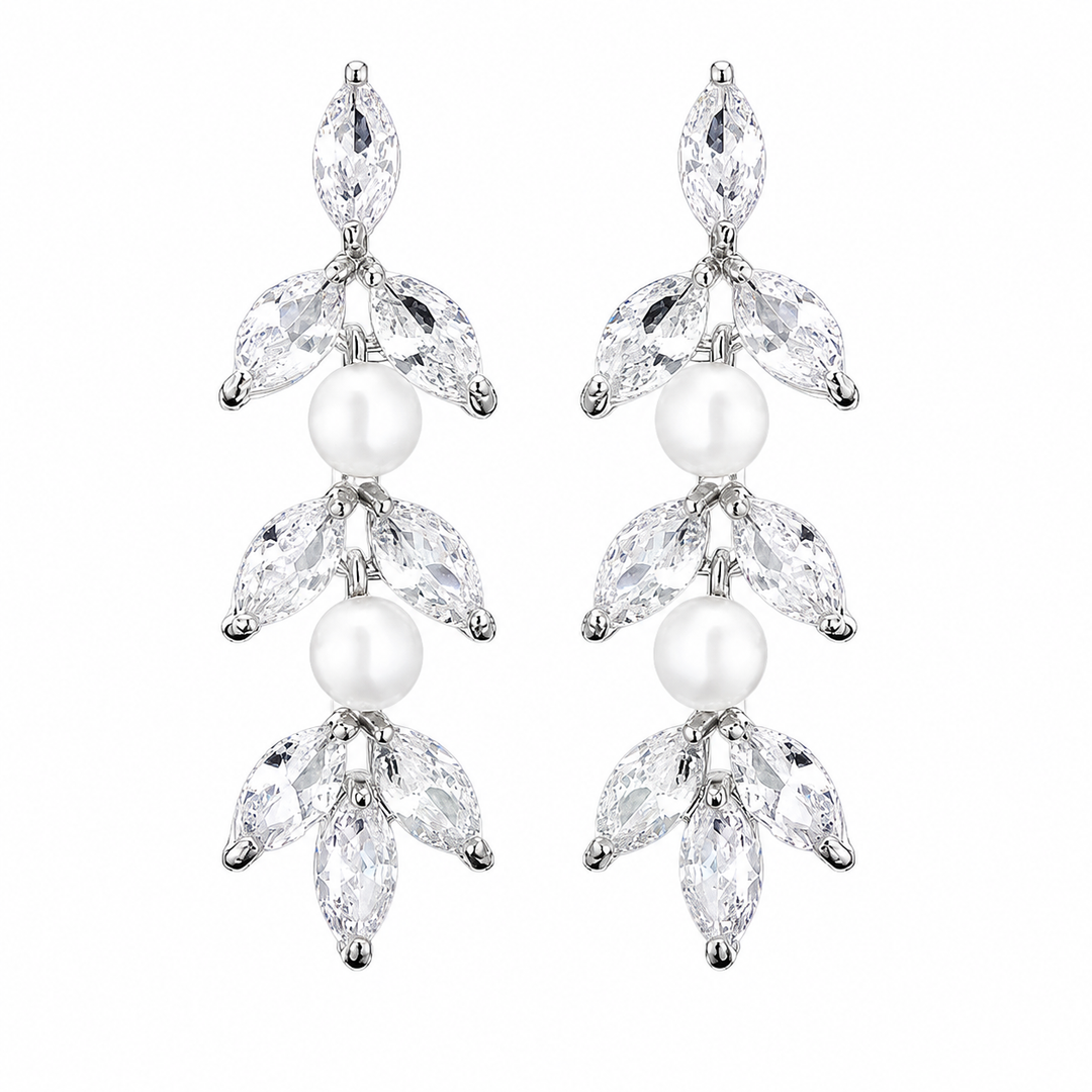 Fern Crystal Earrings - Silver & Crystal - Hero