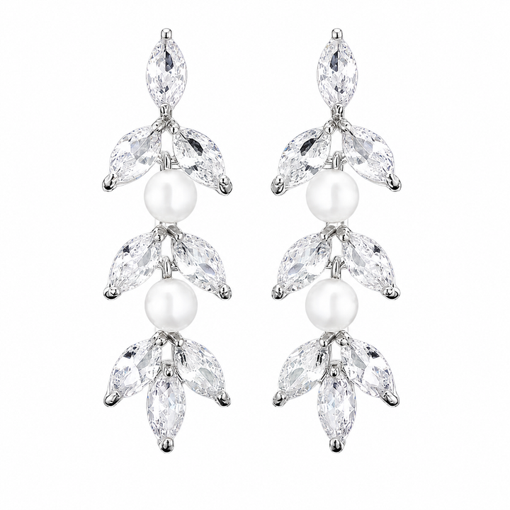 Fern Crystal Earrings - Silver & Crystal - Hero