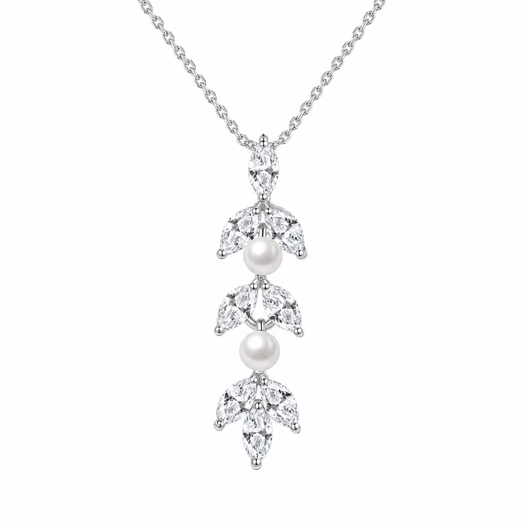 Fern Crystal Necklace - Silver & Crystal - Hero