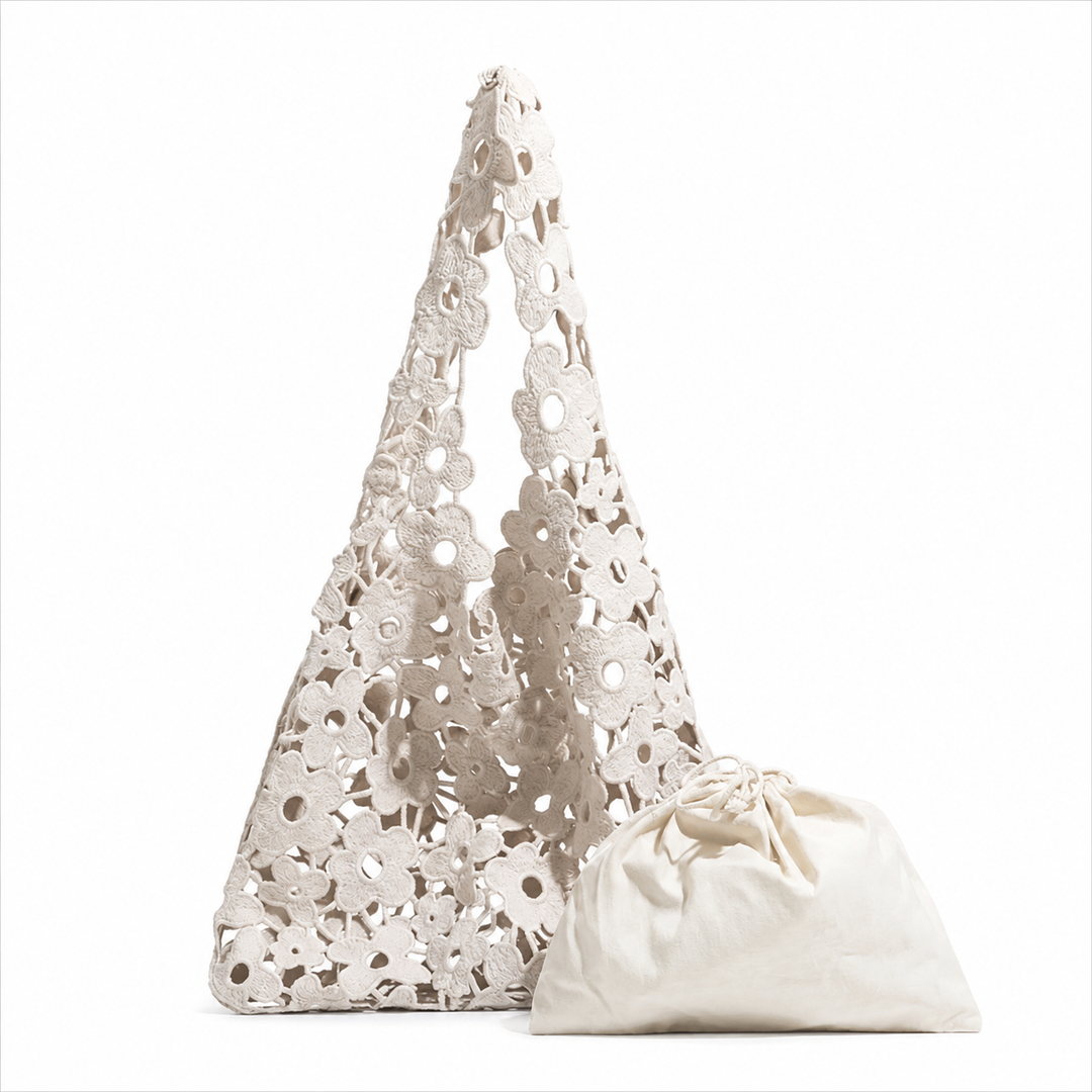 Fleur Crotchet Bag in Off White - White