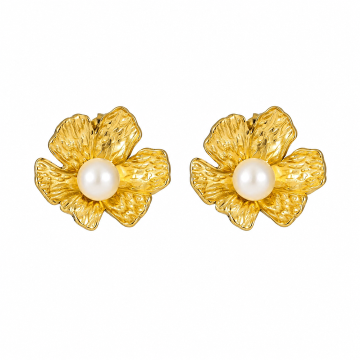 WS Flora Pearl Earrings - Gold & Pearl - Hero
