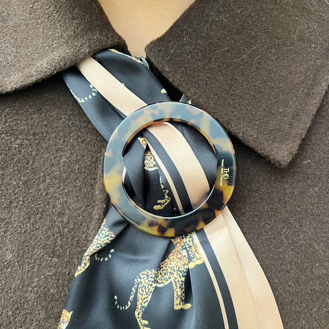 WS Cellulose Acetate Scarf Ring - Gaia Tortoise - Image 2