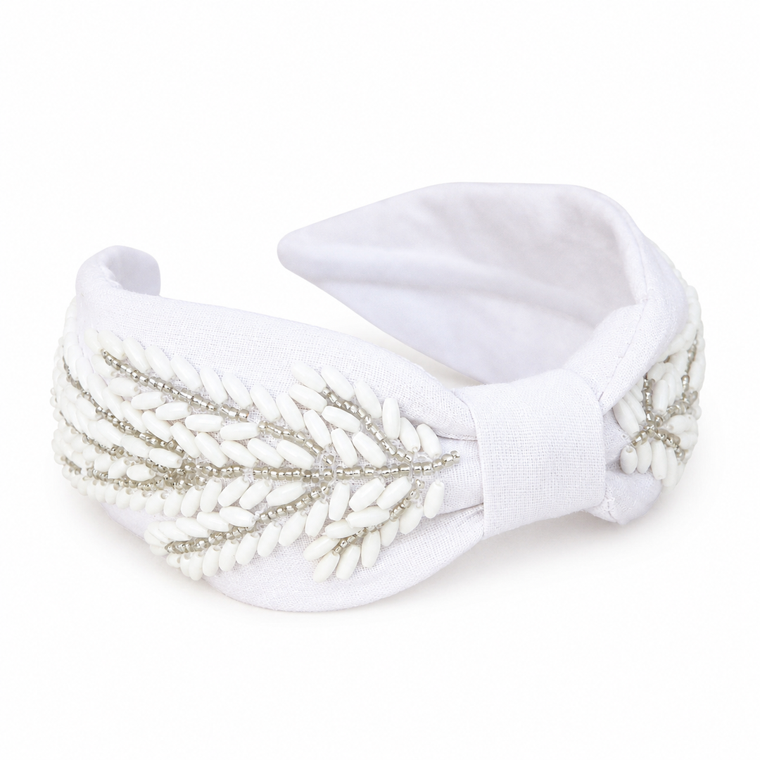 WS Handbeaded Linen Structured Headband - Charlotte - Hero