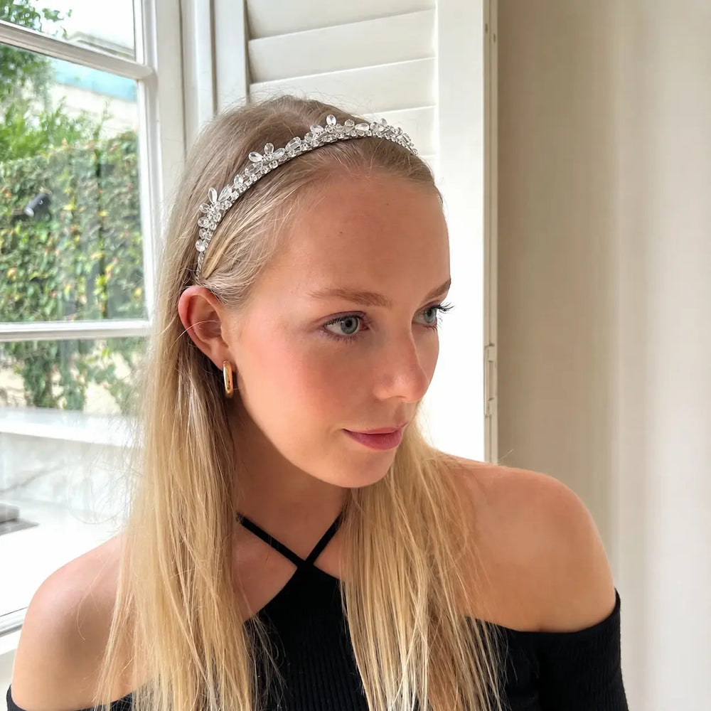 WS - Crystals 2 Layers Statement Headband - Silver Crystals 2 layers - Image 1
