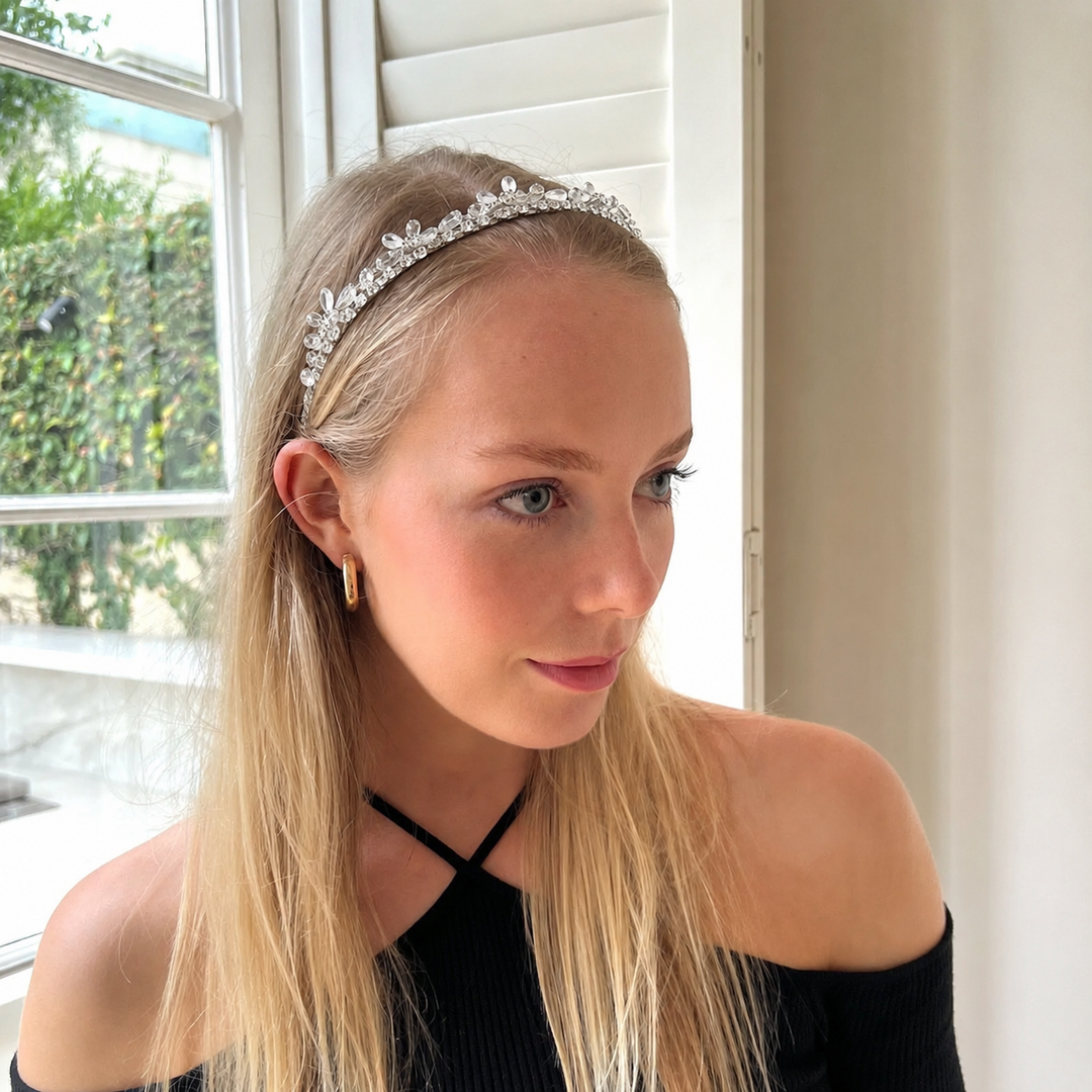 WS - Crystals 2 Layers Statement Headband - Silver Crystals 2 layers - Image 1