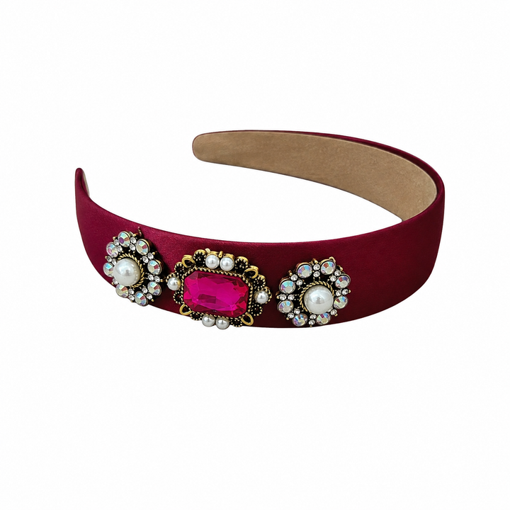 WS - Satin Asymetrical Statement Headband - Red Charleston - Hero