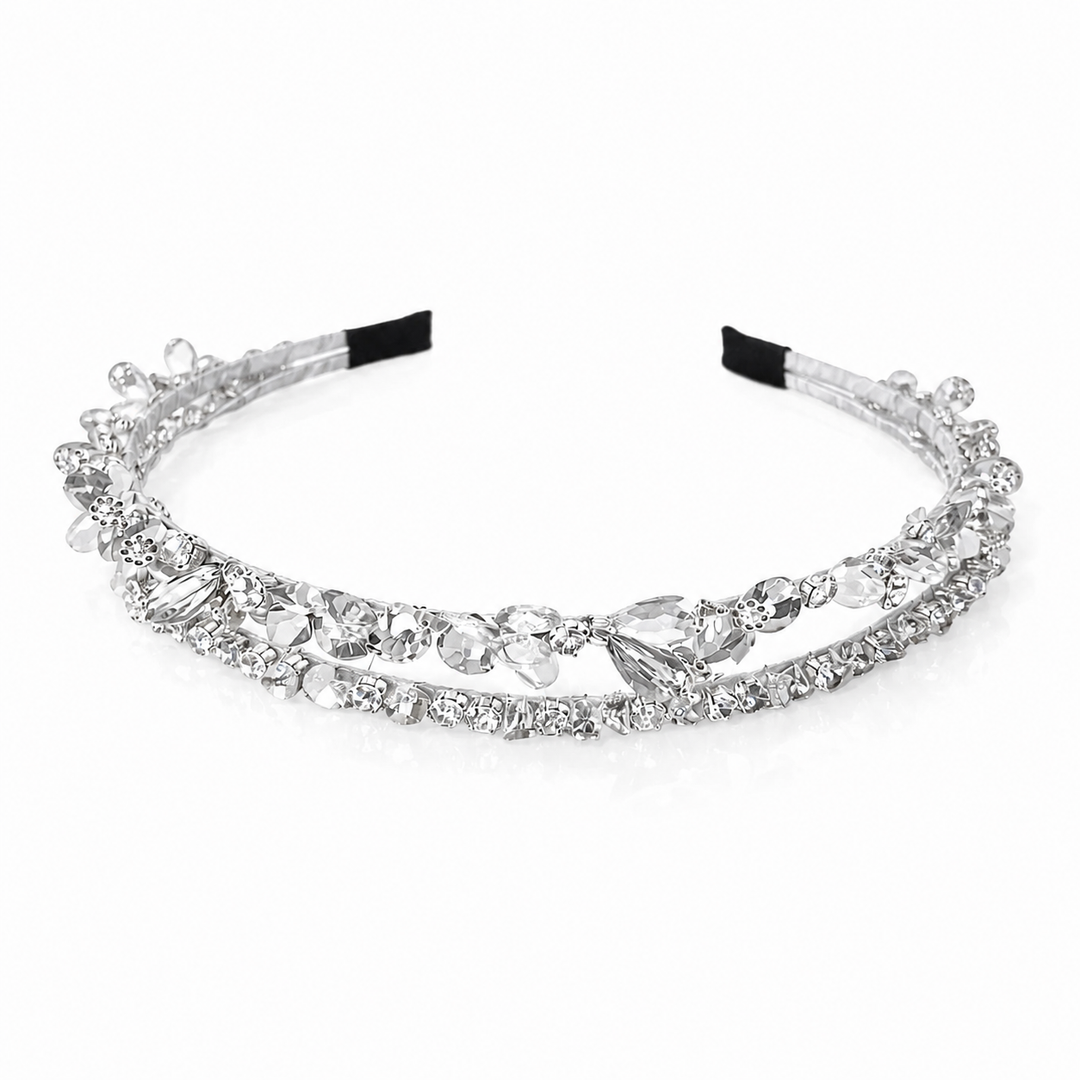 WS - Crystals 2 Layers Statement Headband - Silver Crystals 2 layers - Hero