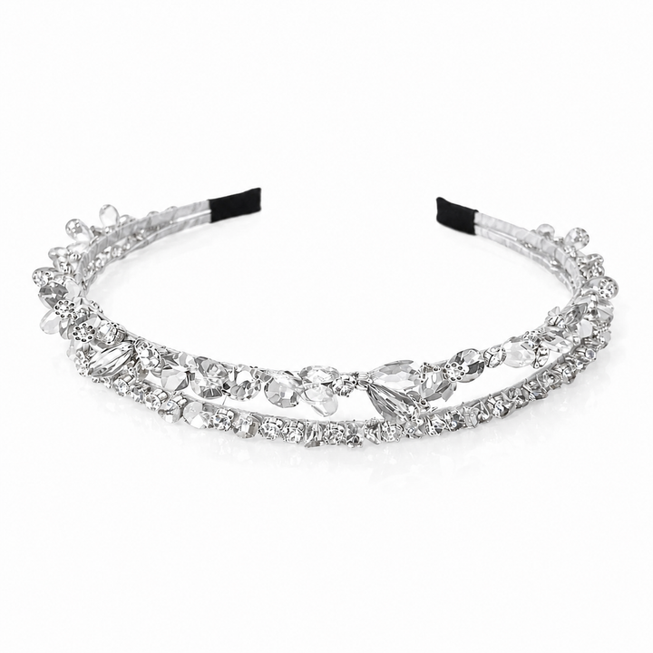WS - Crystals 2 Layers Statement Headband - Silver Crystals 2 layers - Hero