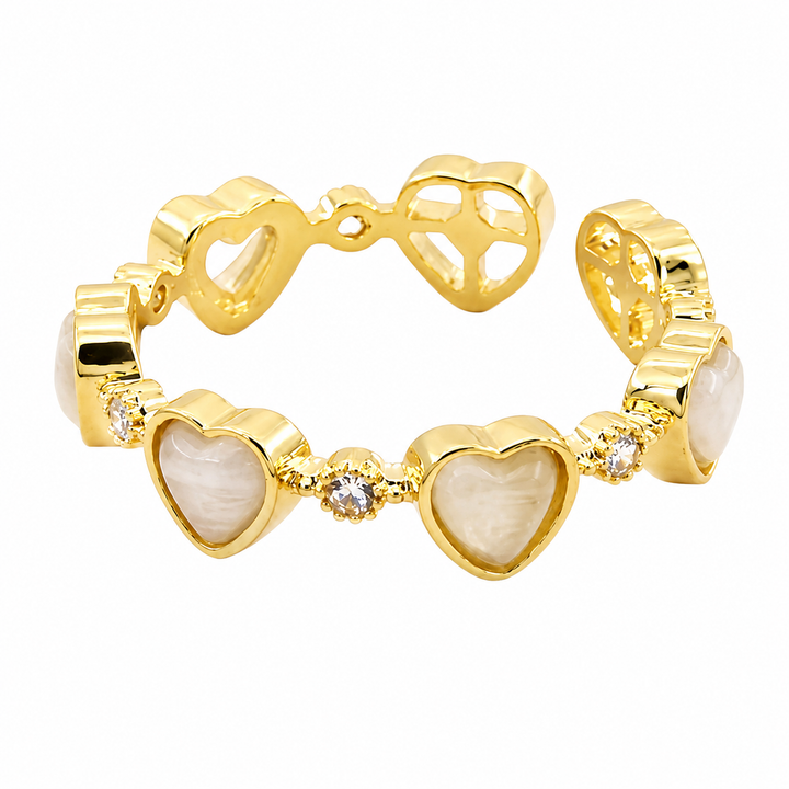 Heart Mother of Pearl Gold Ring - Hero