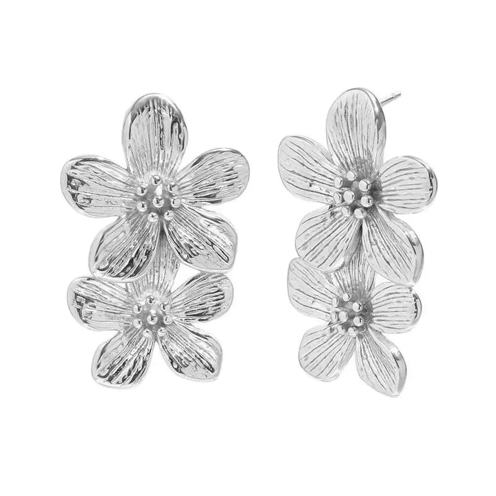 Hibiscus Drop Earrings - Silver