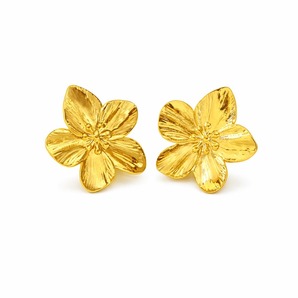 WS Hibiscus Earrings - Gold - Hero