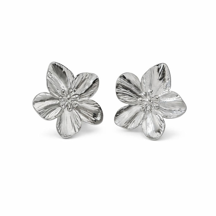 WS Hibiscus Earrings - Silver