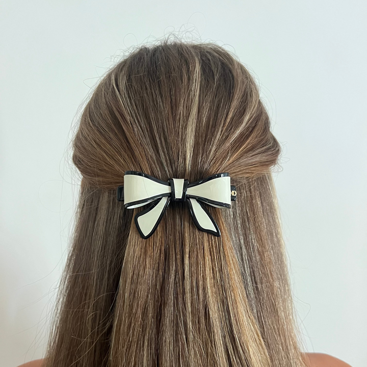 The Bow Barette - Ivory & Black
