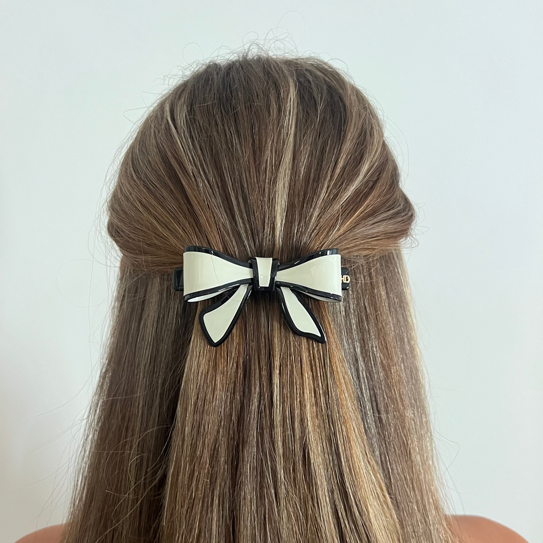 WS The Bow Barette - Ivory & Black