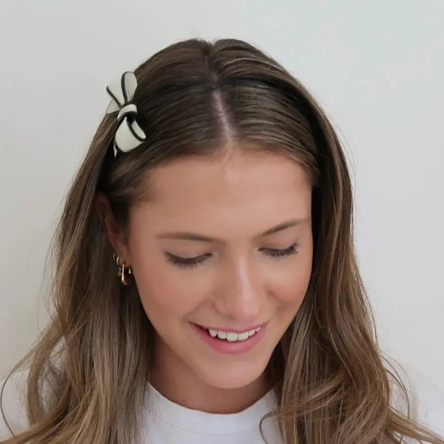 WS Acetate Bow Headband - Ivory & Black HairFlairAus by THD