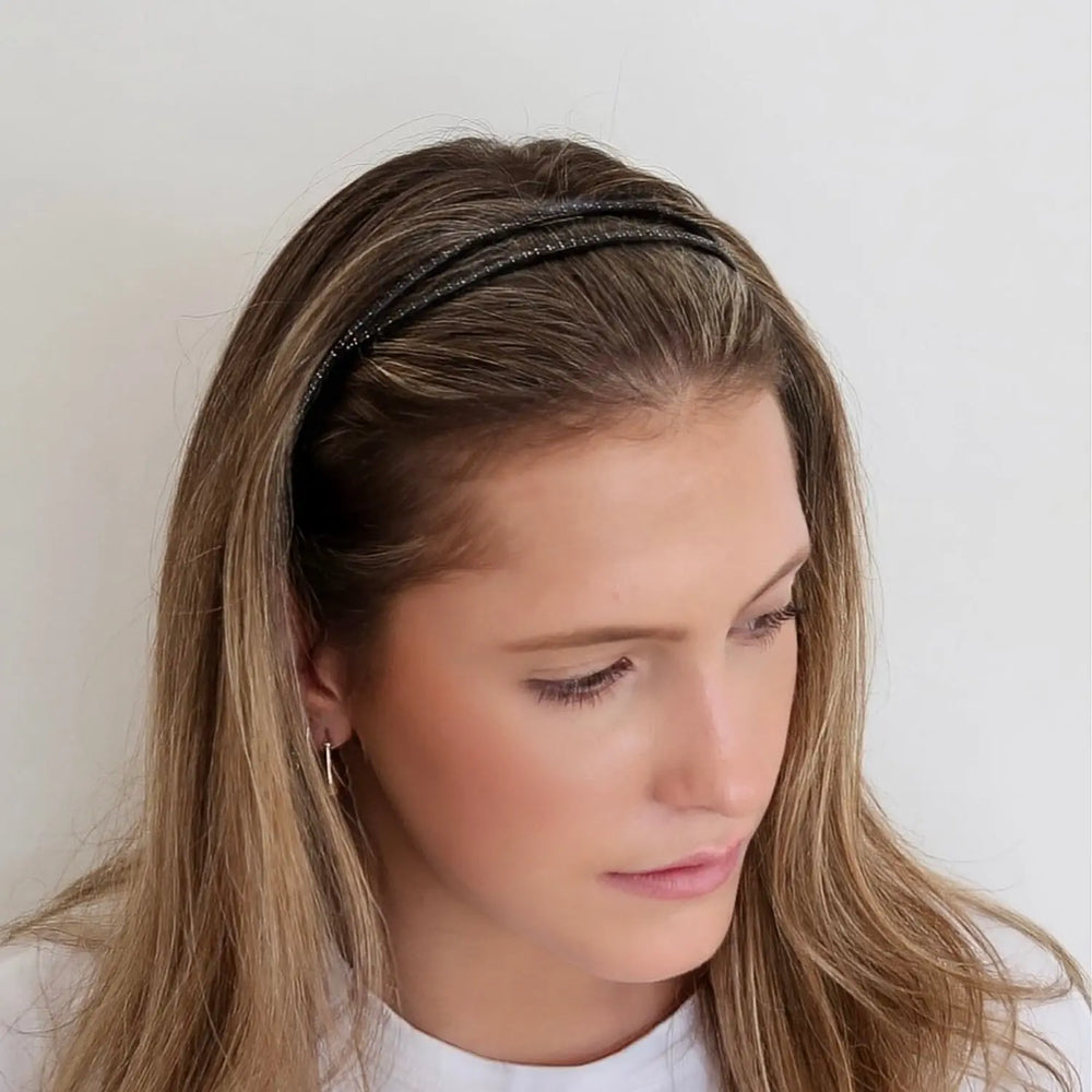 WS Acetate Lumiere & Crystals Headband - Black HairFlairAus by THD